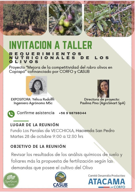 INVITACIÓN A TALLER: Requerimientos Nutricionales del Olivo